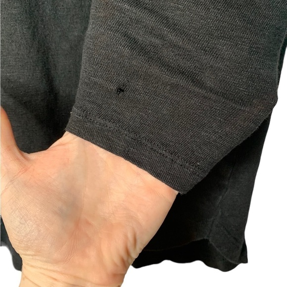 Sandro Paris Black Line Split V Neck 3/4 Sleeve Blouse Lace Applique Size 1 - Picture 11 of 13